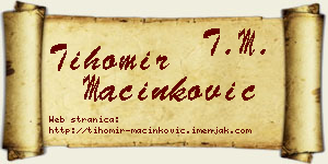 Tihomir Mačinković vizit kartica